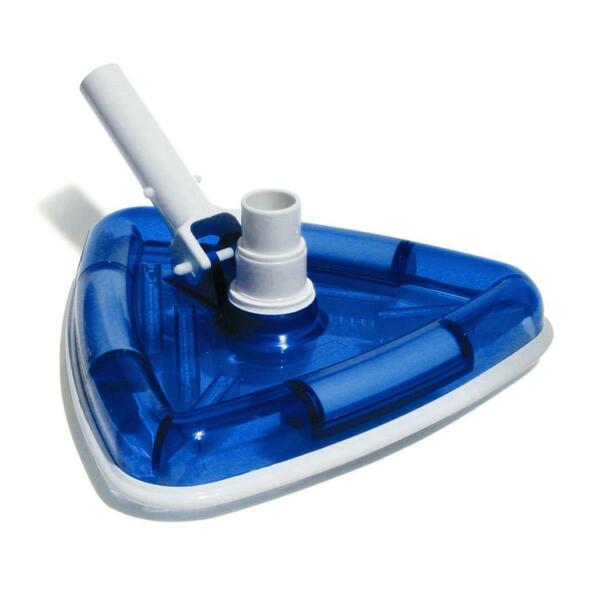 Pool Central 11 in. Deluxe Triangular Transparent Blue Weighted Vinyl Liner Swimming Pool Vacuum Head 32038051